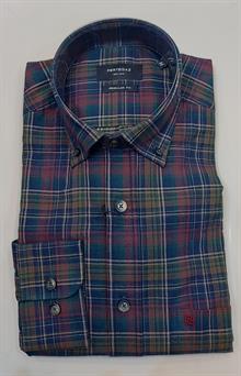 Pertegaz camisa con bolsillo y botones en cuello de cuadros para hombre